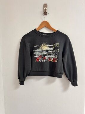 O'Neill Black Cropped Graphic Sweatshirt - Sun & Floral
